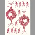 Rote Henna temporäre Tattoo-Aufkleber Bogen mit Blumenherz Muster für Körperkunst. - J1435