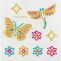 3D Schmetterling Gesicht Strass Aufkleber Festival Party Make-up Kristall Steine - Schmetterling Libelle Blume Kombination