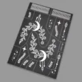 White henna tattoo sticker sheet floral moon vine design temporary body art stencil - Henna Tattoo Stencil (WS3-26005)