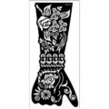 Long rose henna tattoo stencil for bridal mehndi hand painting, hollow airbrush template sticker. - Right Hand Stencil (S907R)