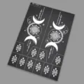 White henna tattoo sticker sheet with moon and floral mandala design for body art. - Henna Tattoo Stencil (WS3-26006)