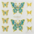 3D butterfly face rhinestone stickers sparkling crystal gems for music festival party makeup - Gold-Edged Blue Rhinestone Butterfly