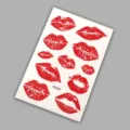 Temporary tattoo sticker with red lips kiss print designs, waterproof party body art. - Pattern K025097