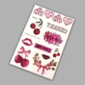 Temporary tattoo sheet waterproof long lasting cute cherry lips heart pink bow sticker - Pattern K025100