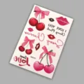 Waterproof long-lasting kiss lips and cherry temporary tattoo stickers for party. - Pattern K025101