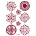 Rote braune Henna temporäre Tattoos Mandalas spitze Handrücken wasserdichte Partydekoration - Geometrischer Blumenstil (J1-25014) / Rotbraun