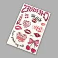 Waterproof red lips love heart cherry temporary tattoo sticker perfect for party festival use. - Pattern K025102