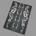 Henna tattoo stencil sticker, black and white floral vine design for hand and body body art. - Henna Tattoo Stencil (WS3-26012)