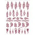 Rotes braunes Henna temporäres Tattoo Aufkleber Mandala Spitze Hand Rückseite wasserdicht - Ethno-Totem-Stil (J1-25023) / Rotbraun