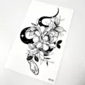 Temporäres Tattoo Aufkleber wasserdicht dunkler Stil Schlange Blume Design Körperkunst - Schlange und Blumen Stil (K5152)