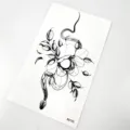 Dark flower snake temporary tattoo sticker, waterproof long-lasting body art detail view. - Wrapped Snake Floral Style (K5155)