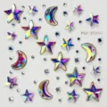 Holografische Gesichts Strass Aufkleber Stern Mond Kristall Steine fur Festival Make-up - Stern und Mond Strass Stil (FG2-253001)