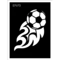 Football flame tattoo stencil template, black and white hollow spray painting design for DIY art. - Flaming Soccer Style (S7073)