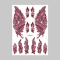 Rotbraune Henna temporäre Tattoo-Aufkleber, Spitze Feder Blumen wasserdichte Körperkunst. - Spitzen-Feder-Stil (J124-077)