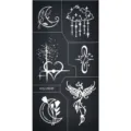 Witte tattoo sticker vel, maan en feniks ontwerp voor lichaamskunst decoratie. - WS2-25038