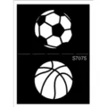 Sports ball temporary tattoo stencil sticker featuring soccer and basketball designs for DIY art. - Soccer & Basketball Combo Style (S7075)