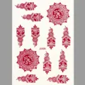 Rotes Henna Temporäre Tattoos Blatt Blumen Mandala Spitze wasserdichter Aufkleber - J1439