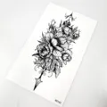 Black and white floral arrow temporary tattoo sticker, waterproof body art variant design. - Floral Arrow Style (K5162)