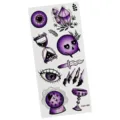 Halloween lila gotische temporäre Tattoo Aufkleber Bogen mit mystischen Motiven für Kinder. - K424-008