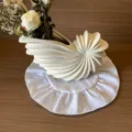 White ruffled round coaster European style solid color pleated lace dining table placemat mat - Diameter 30cm / White
