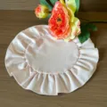 Pink ruffled round fabric coaster minimalist solid color placemat home table decor - Diameter 30cm / Pink