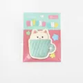 Süße Katzen Haftnotizen Notizblock im Teetassen Patchwork Design, 30 Blatt Schreibwaren. - Katze Teetasse