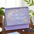 2027 Desk Calendar Large Purple Starry Sky Fireworks Design Student Planner Desktop Ornament - Radiate Light