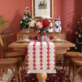 Cammino da tavola natalizio tessuto rosso bianco motivo geometrico a rombi con frange - Tovaglietta Stile 2 / 30x45cm