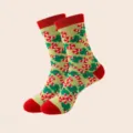 Weihnachtssocken Baumwolle Socken festliche Zuckerstangen Muster Winter warme Socken - Einheitsgröße / Khaki Zuckerstange