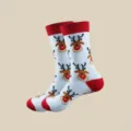 Weihnachtsrentier Baumwollsocken süße rot weiße Winter warme Urlaubs Freizeit Crew Socken Damen - Einheitsgröße / Weihnachtsrentier