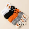Süße Halloween Baumwollsocken Set mit Kürbis, Geist und Fledermaus Mustern für Herbst Winter. - Einheitsgröße / 6418 Halloween