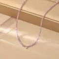 Collana Girocollo Perline Viola Ciondolo Oro Chic Semplice Gioiello Moda Elegante - Viola