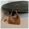 Minimalistische retro geweven schoudertas voor dames, casual chique hobo tote tas. - Bruin Zonder Hanger
