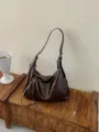 Vintage slouchy Lackleder Schultertasche fuer Damen, laessige groesse Hobo TaschePendler. - Ohne Anhänger / Kaffeebraun