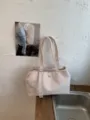 Minimalist large capacity PU leather tote bag for women daily commute shoulder bag - No Pendant / Pink