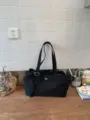 Minimalist large capacity canvas tote bag, versatile casual shoulder bag for women daily commute. - No Pendant / Black