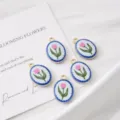 Ciondolo tulipano dipinto a mano fai da te accessori per gioielli collana artigianato - Tulipano Targhetta Blu