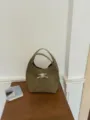 Retro olivgrüne Wildleder Handtasche für Damen, schicke Umhängetasche mit Top-Griff. - Ohne Anhänger / Grün