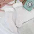 Cozy plush thick thermal winter sleep socks with fluffy white cuffs and cute bow, pastel. - One Size / Dreamy Colors