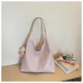 Pink PU leather shoulder bag, large capacity casual tote purse for women stylish daily commute. - With Pendant / Pink