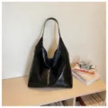 Black soft leather tote bag women large capacity stylish shoulder underarm hobo bag - No Pendant / Black