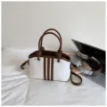 Stylish women commuter handbag with top handle and shoulder strap, elegant daily bag. - No Pendant / White