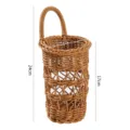 Plastic rattan hanging storage basket for kitchen and bathroom wall organization 24x17cm - S / Brown