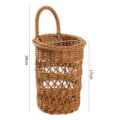 Wall-mounted hanging woven storage basket kitchen bathroom rattan organizer container holder. - L / Brown