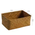 Woven storage basket rectangular straw organizer for desktop sundries 23x17x10cm - L