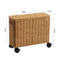 Slim rattan storage box with lid and wheels, narrow gap organizer basket for home use. - 38x15x33cm / Light Coffee