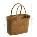 Natural straw woven storage basket, vintage picnic handbag with double handles, 33x14x40cm. - L / 33x12x22/40cm