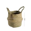 Nordic straw woven storage basket, plant pot holder and organizer with sturdy handles. - Belly Dia 18xH 16cm / Original Color