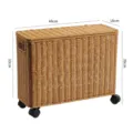 Narrow rattan storage box with lid and wheels, slim rolling basket for gap and corner storage. - 48x18x39cm / Light Coffee