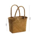 Natural straw woven basket with double handles, ideal for storage, picnic and gift packaging. - M / 26x13x18/35cm